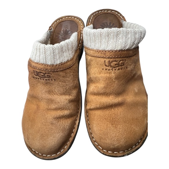 UGG Australia Suede Knit Collar Clogs Comfort Slip On Shoes - Picture 6 of 8